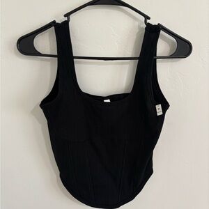 PINK Victoria’s Secret Black Ribbed Tank Top – Size Medium